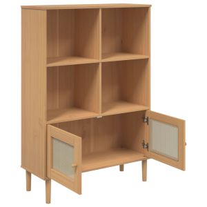 Библиотека SENJA ратанова визия кафява 90x35x130 см бор масив