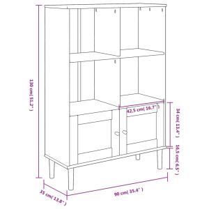 Библиотека SENJA ратанова визия кафява 90x35x130 см бор масив