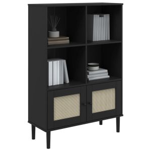 Библиотека SENJA ратанова визия черна 90x35x130 см бор масив