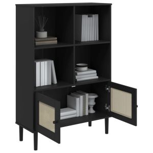 Библиотека SENJA ратанова визия черна 90x35x130 см бор масив