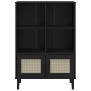 Библиотека SENJA ратанова визия черна 90x35x130 см бор масив