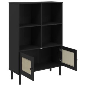 Библиотека SENJA ратанова визия черна 90x35x130 см бор масив