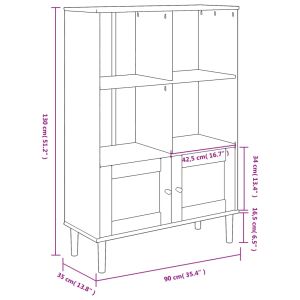 Библиотека SENJA ратанова визия черна 90x35x130 см бор масив