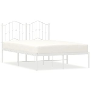 Метална рамка за легло с горна табла, бяла, 120x200 см
