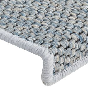 Самозалепващи стелки за стълби вид сизал 15 бр 65x21x4 см сини