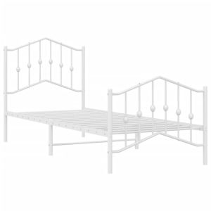 Метална рамка за легло с горна и долна табла, бяла, 80x200 см