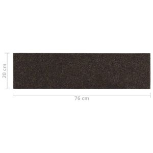 Изтривалки за стълби, самозалепващи се, 15 бр., 76x20 см, тъмнокафяви, правоъгълни