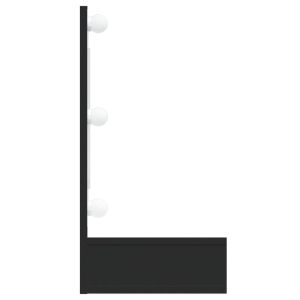 Огледален шкаф с LED, черен, 90x31,5x62 см
