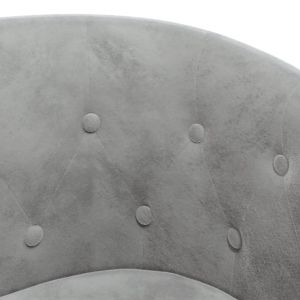 Объл фотьойл с опора за крака, светлосив, кадифе