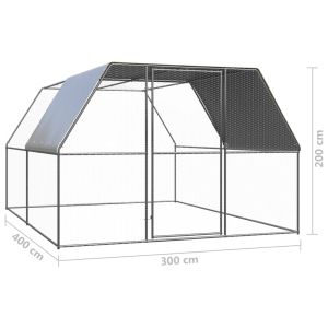 Птичарник на открито, 3x4x2 м, поцинкована стомана