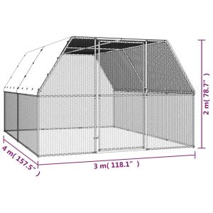 Външна клетка за пилета, 3x4x2 м, поцинкована стомана