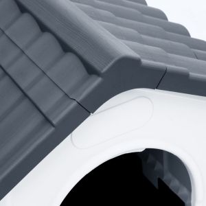 Кучешка къщичка, сива, 57x68x66 см, полипропилен