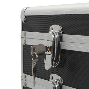 Куфар за грим на колелца, алуминий, черен