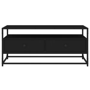 ТВ шкаф, черен, 100x35x45 см, инженерно дърво