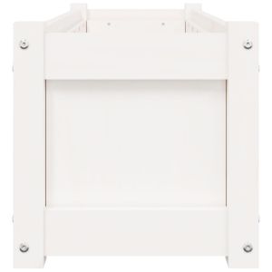 Градински сандък, бял, 90x31x31 см, бор масив