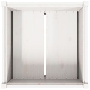 Градински сандък, бял, 70x70x70 см, борово дърво масив