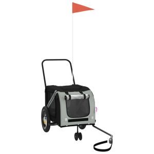 Ремарке за колело за любимци сив и черен Оксфорд плат и желязо