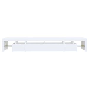 ТВ шкаф с LED осветление, бял, 260x36,5x40 см