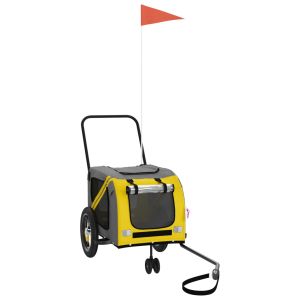 Ремарке за колело за любимци жълт и черен Оксфорд плат и желязо