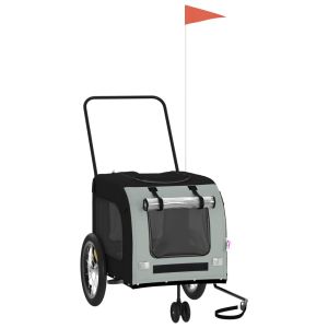 Ремарке за колело за любимци черен и сив Оксфорд плат и желязо