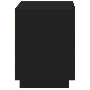 Нощни шкафчета с LED, 2 бр, черно, инженерна дървесина