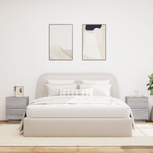 Нощни шкафчета с LED, 2 бр, сив сонома, инженерна дървесина