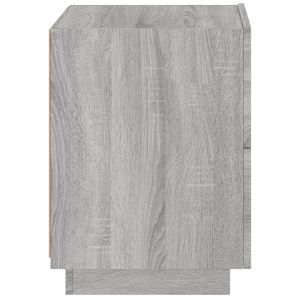 Нощно шкафче с LED осветление, сив сонома, инженерно дърво