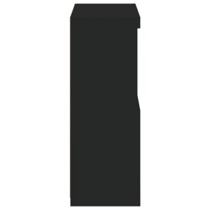 Страничен шкаф с LED осветление, черен, инженерно дърво