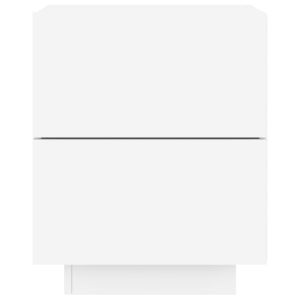 Нощно шкафче с LED осветление, бяло, инженерно дърво