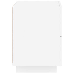 Нощно шкафче с LED осветление, бяло, инженерно дърво