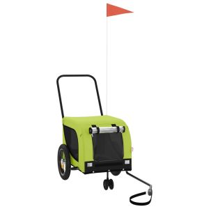 Ремарке за колело за любимци зелено черно Оксфорд плат и желязо