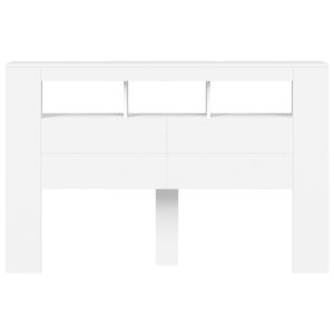 LED горна табла за легло бяла 160x18,5x103,5 см инженерно дърво