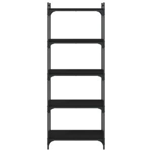 Библиотека 5 рафта черна 60x30x154 см инженерно дърво