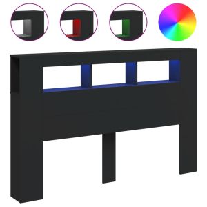 LED горна табла, черна, 160x18,5x103,5 см, инженерно дърво