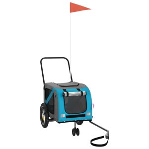 Ремарке за колело за любимци синьо черно Оксфорд плат и желязо