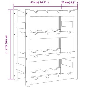 Стойка за вино за 16 бутилки, кафява, бор масив