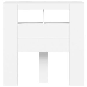 LED горна табла за легло бяла 100x18,5x103,5 см инженерно дърво