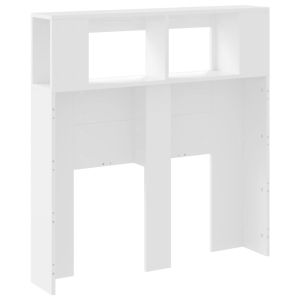 LED горна табла за легло бяла 100x18,5x103,5 см инженерно дърво