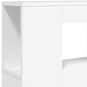 LED горна табла за легло бяла 140x18,5x103,5 см инженерно дърво