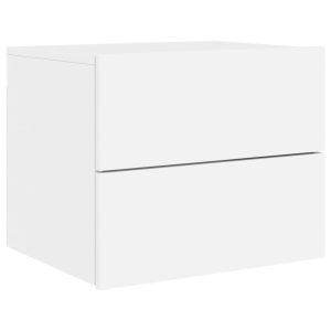 Нощни шкафчета за стена с LED осветление, 2 бр, бели