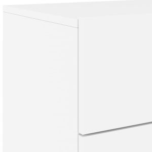 Нощни шкафчета за стена с LED осветление, 2 бр, бели