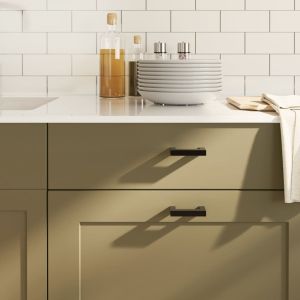 Дръжки за шкафове, 10 бр, черни, 64 мм, неръждаема стомана