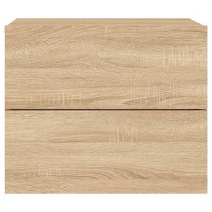 Нощни шкафчета за стена с LED осветление, 2 бр, сонома дъб