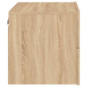 Нощни шкафчета за стена с LED осветление, 2 бр, сонома дъб