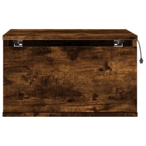 Нощни шкафчета за стена с LED осветление, 2 бр, опушен дъб