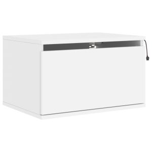 Нощни шкафчета за стена с LED осветление, 2 бр, бели