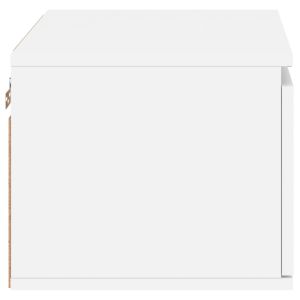 Нощни шкафчета за стена с LED осветление, 2 бр, бели