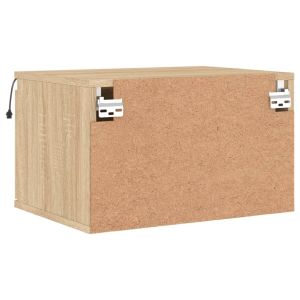 Нощни шкафчета за стена с LED осветление, 2 бр, сонома дъб