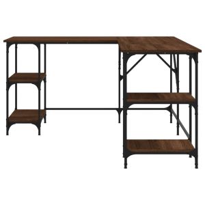 Бюро, кафяв дъб, 139x139x75 см, инженерно дърво