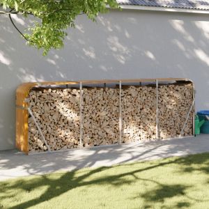 Поставка за дърва, дървесен вид, 300x45x100 см, стомана